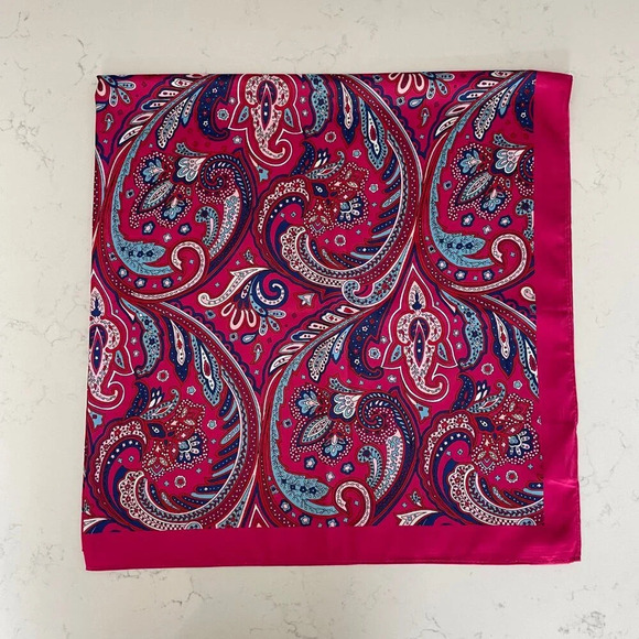 Lulla Collection Fashion Acc Paisley Print Poly Scarf Pink Blue Red Wht Sz OS - Picture 5 of 8